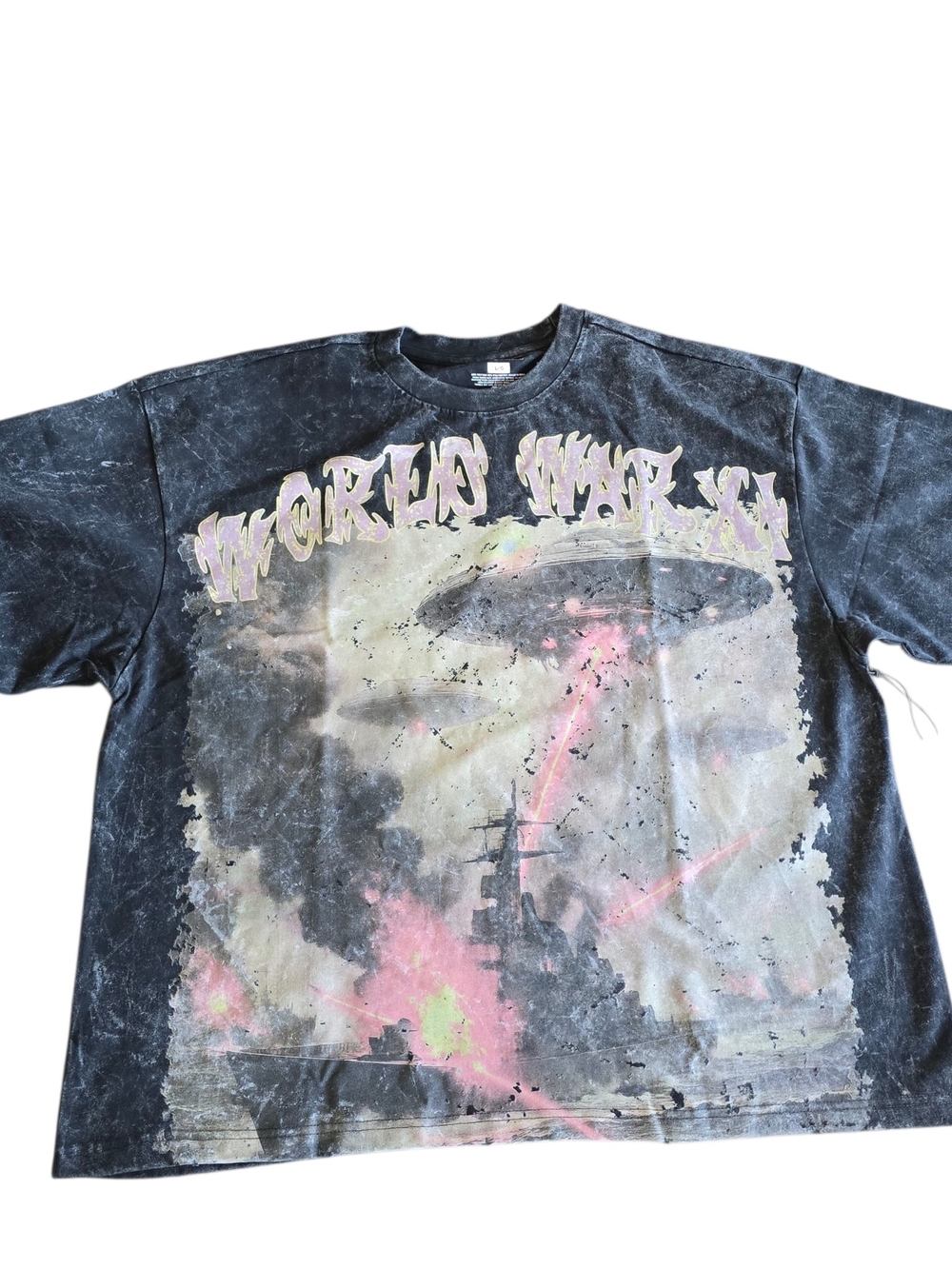Members ONLY World War XI Graphic Black Acid-Wash Tee